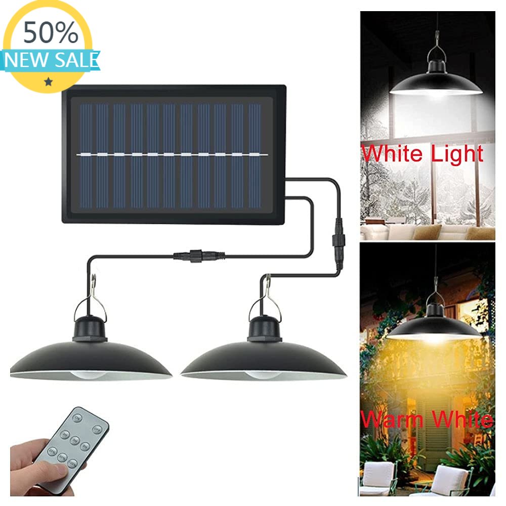 Smart Garden Led Lights - 이중 헤드가 있는 태양광 펜던트 조명,