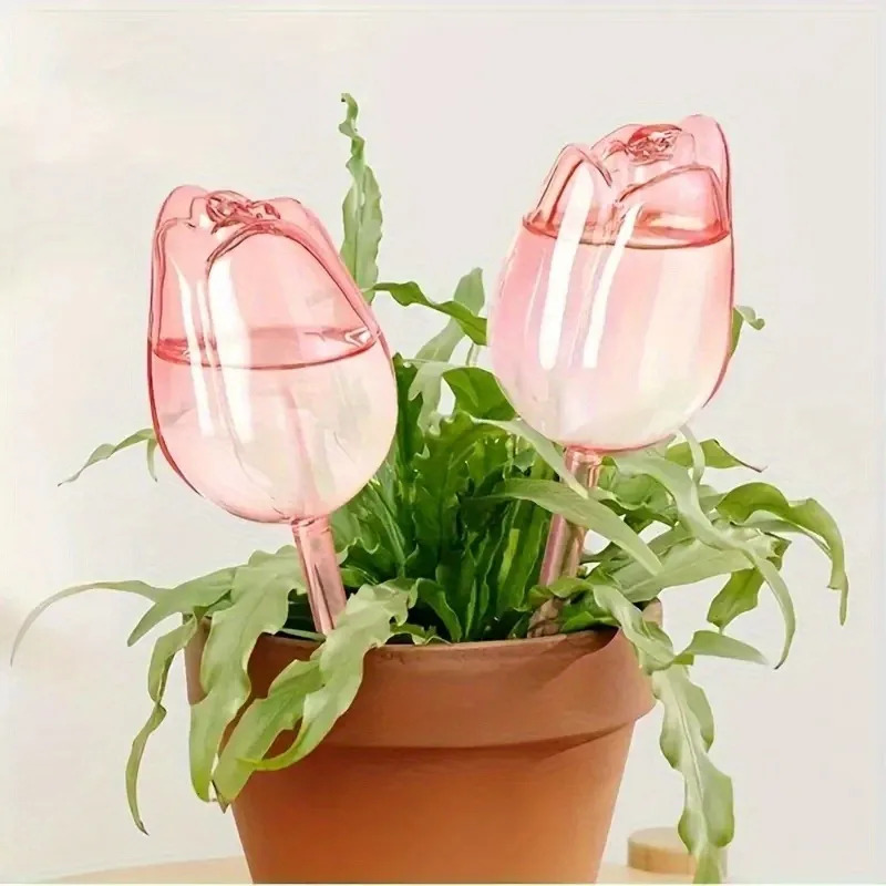 Plant Watering Globe - 핑크 튤립 식물 물 공급 볼,