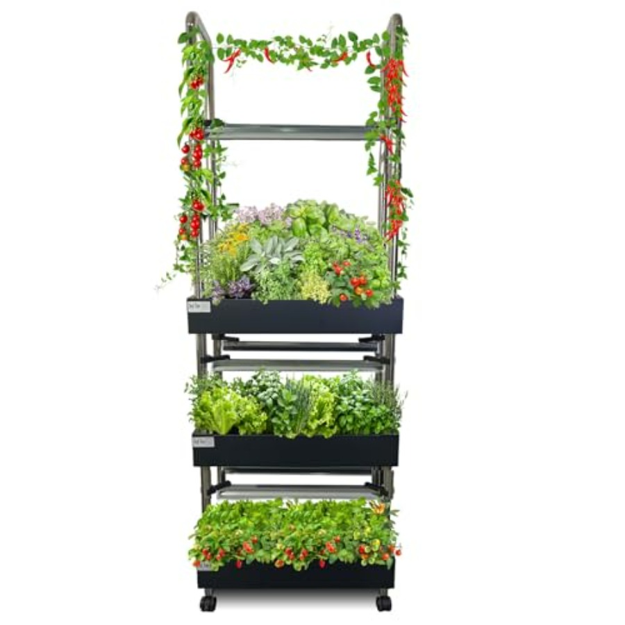 Smart Garden Vertical - 실내 수경재배 시스템: 스마트 풀스펙트럼 조명,
