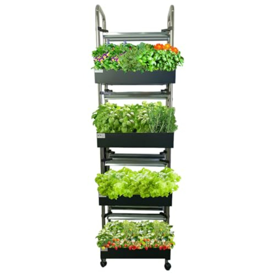 Smart Garden Vertical - 실내 수경재배 시스템: 스마트 풀스펙트럼 조명,
