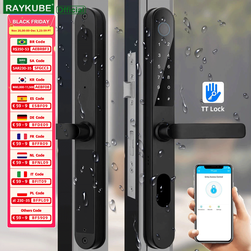 Smart Garden Door Lock - RAYKUBE 블루투스 문짝 잠금 장치, IP68