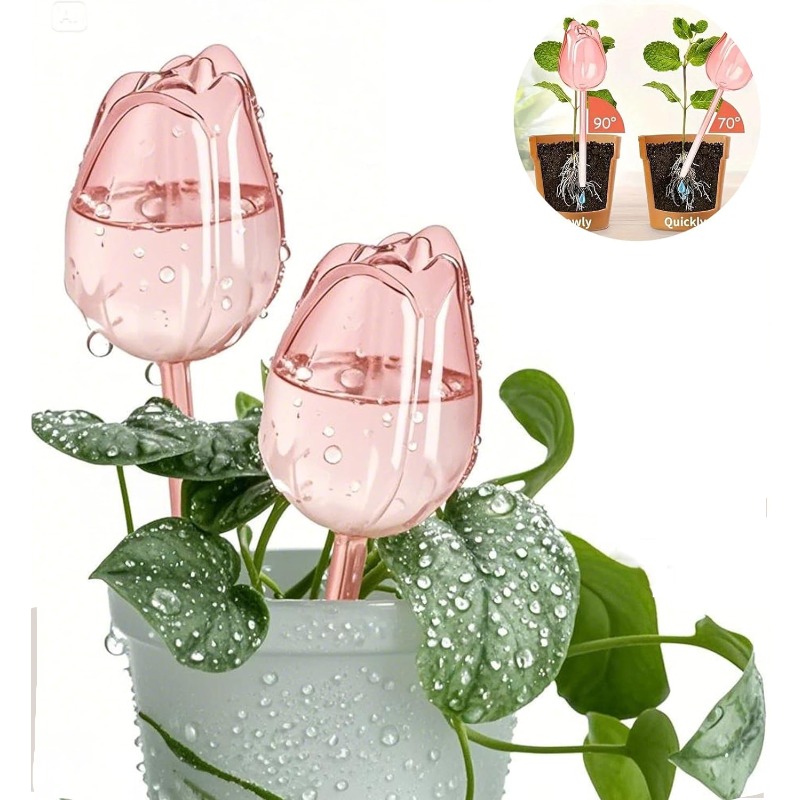 핑크 튤립 식물 물주기 볼 자동 물주기 볼 및 자동 급 - Plant Watering Globe 리뷰 및 가격