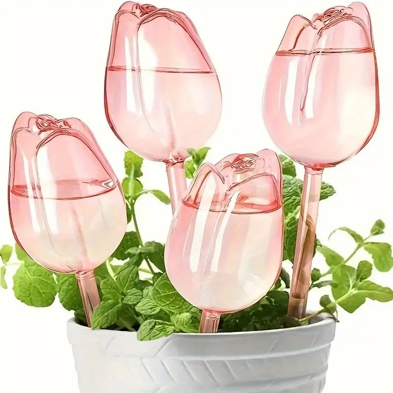 핑크 튤립 식물 물 공급 볼, 실내 및 실외 식물에 적 - Plant Watering Globe 리뷰 및 가격