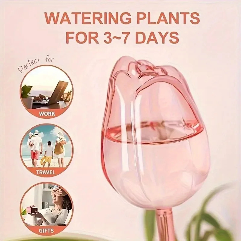핑크 튤립 식물 물 공급 볼, 실내 및 실외 식물에 적 - Plant Watering Globe 리뷰 및 가격