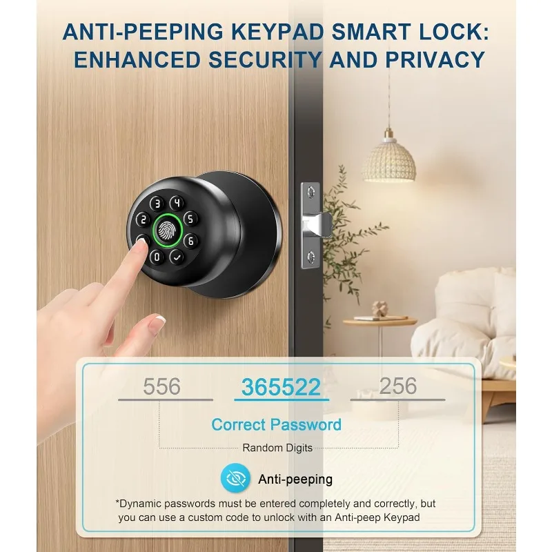 키패드가 있는 매트 블랙 스마트 지문 도어 손잡이, 침 - Smart Garden Offices 리뷰 및 가격
