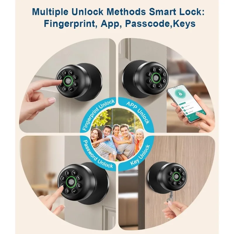 키패드가 있는 매트 블랙 스마트 지문 도어 손잡이, 침 - Smart Garden Offices 리뷰 및 가격