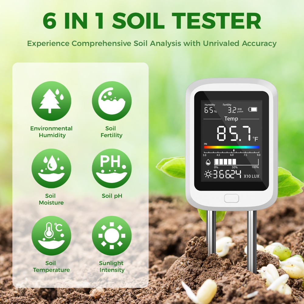 6-in-1 토양 테스트 키트 실내/실외 식물용 LCD - Soil Test Digital 리뷰 및 가격
