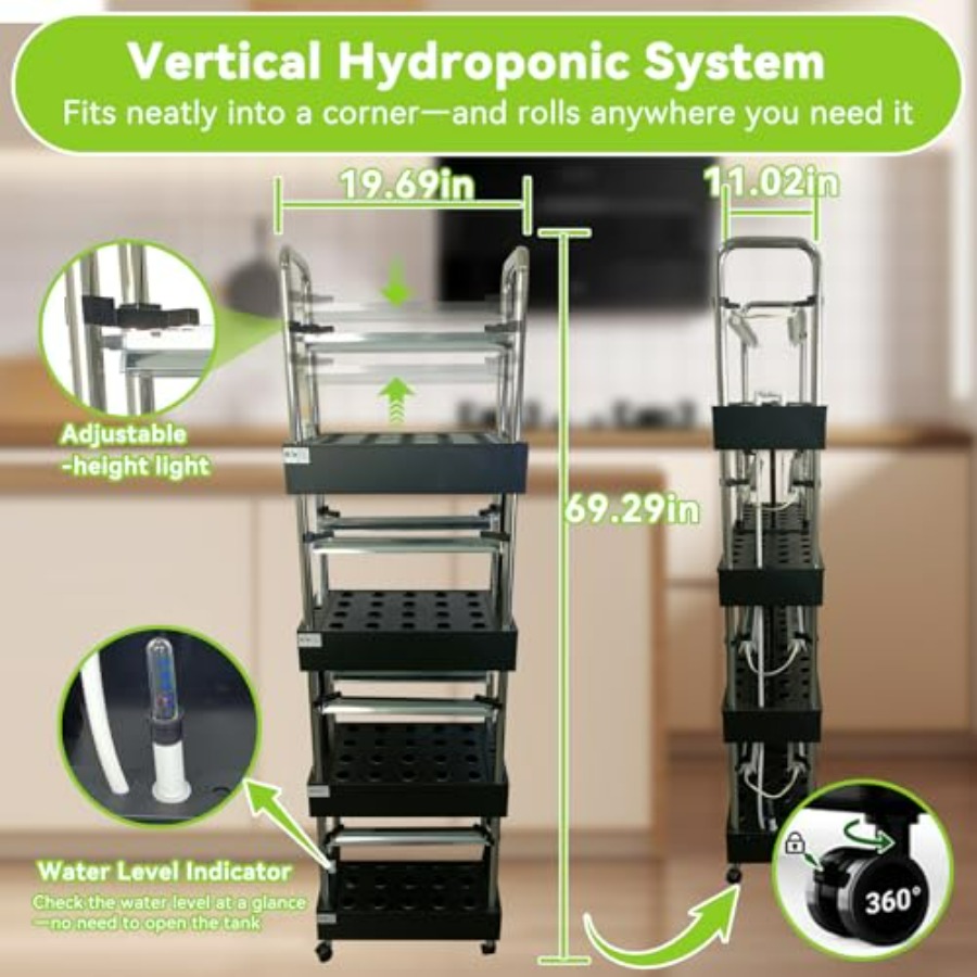 실내 수경재배 시스템: 스마트 풀스펙트럼 조명, 자동  - Smart Garden Vertical 리뷰 및 가격