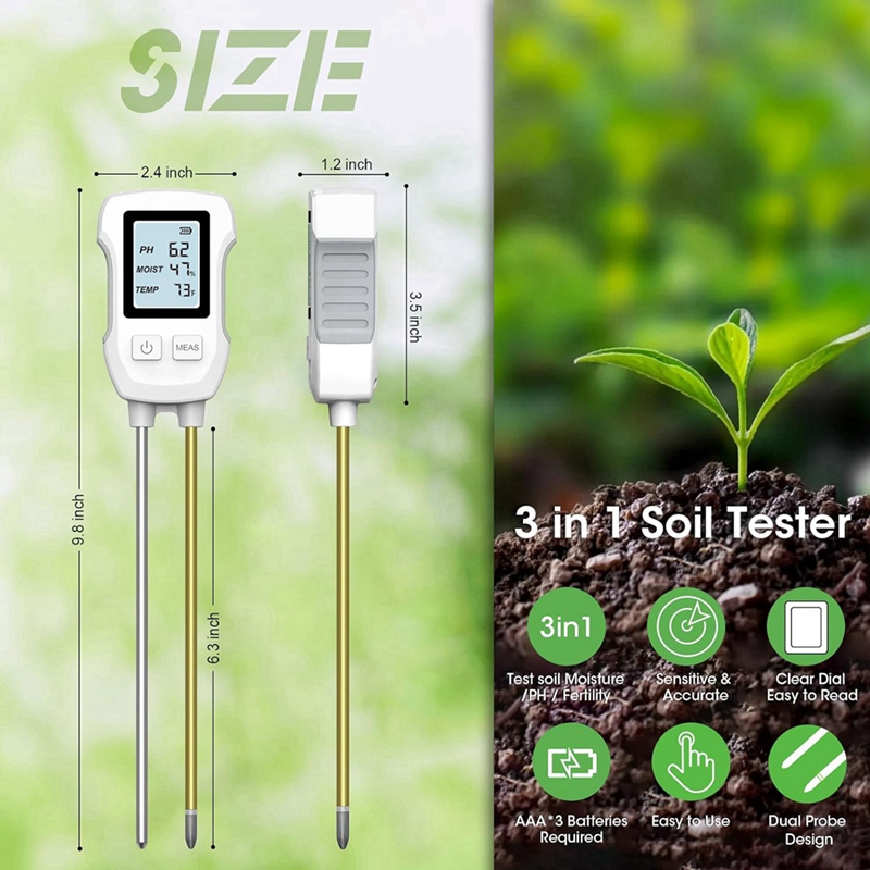 3 in 1 토양 수분 측정기, 온도/토양 수분/PH  - Soil Test Digital 리뷰 및 가격