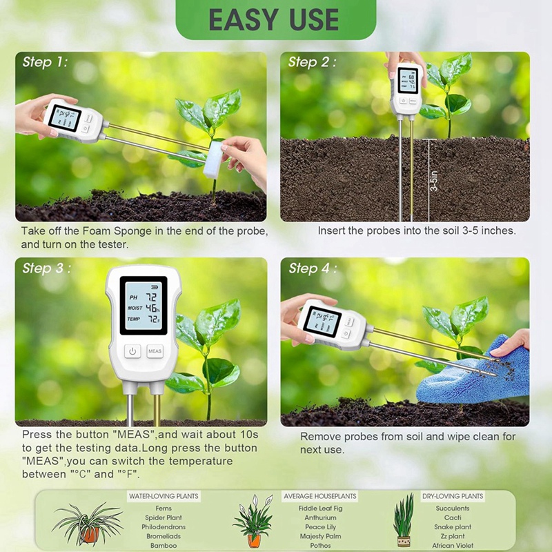 3 in 1 토양 수분 측정기, 온도/토양 수분/PH  - Soil Test Digital 리뷰 및 가격