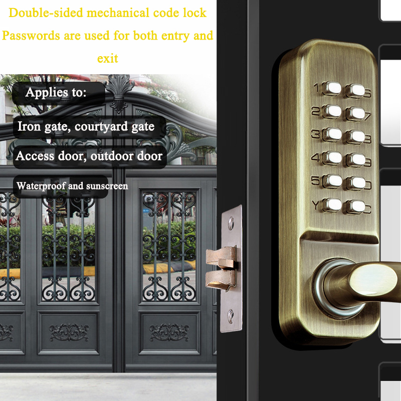양면 긴 손잡이 열쇠가 없는 기계식 암호 잠금 장치,  - Smart Garden Door Lock 리뷰 및 가격